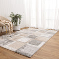 Nola N001 Neutral Squares Rug styled with furniture