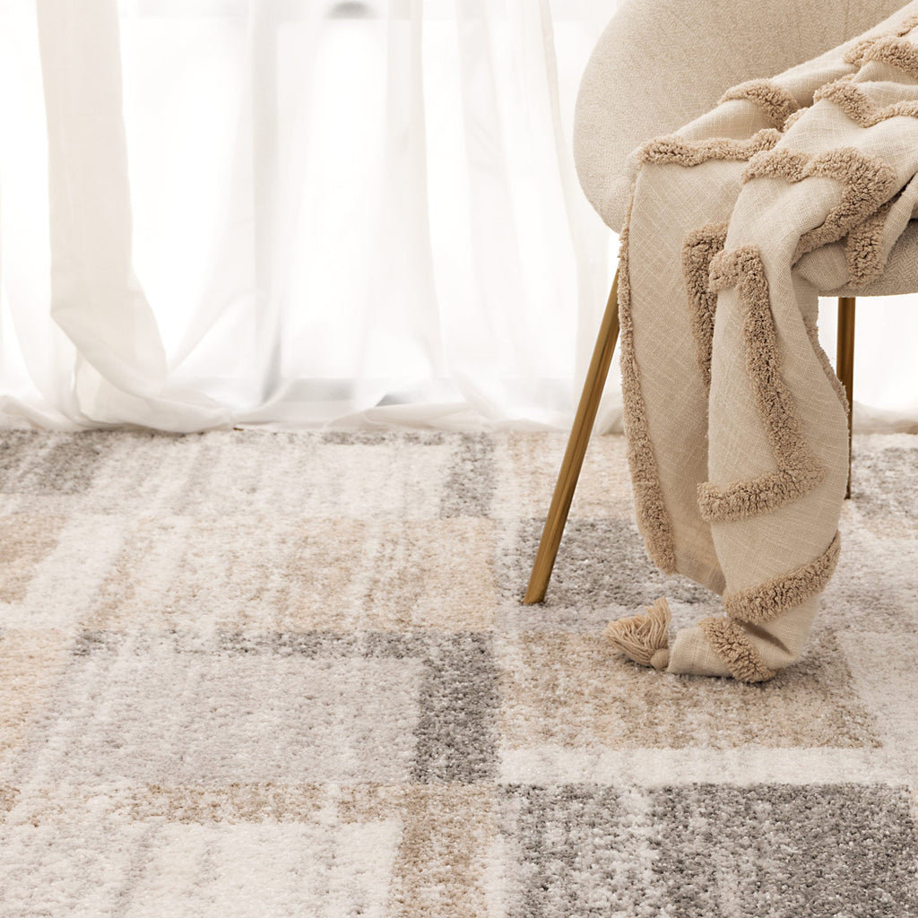 Nola N001 Neutral Squares Rug – view 5
