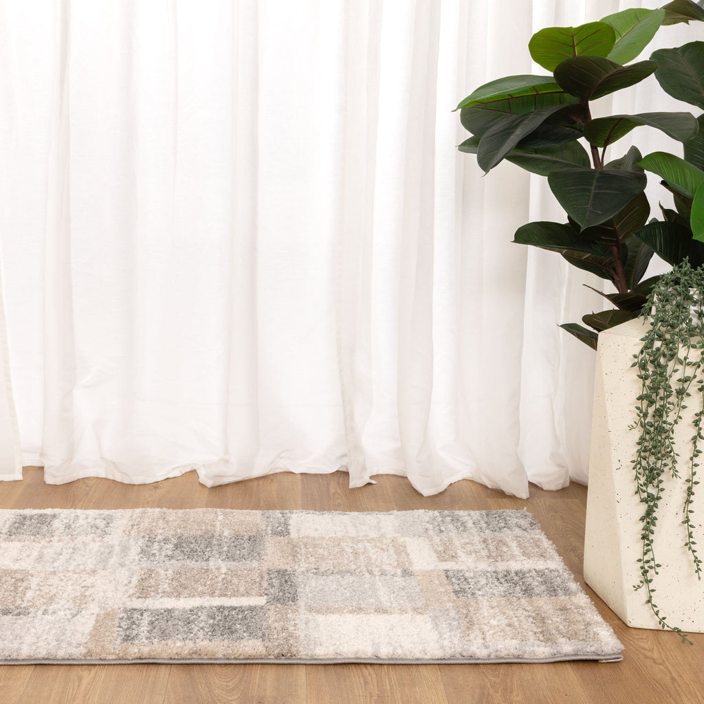 Nola N001 Neutral Squares Rug – view 9