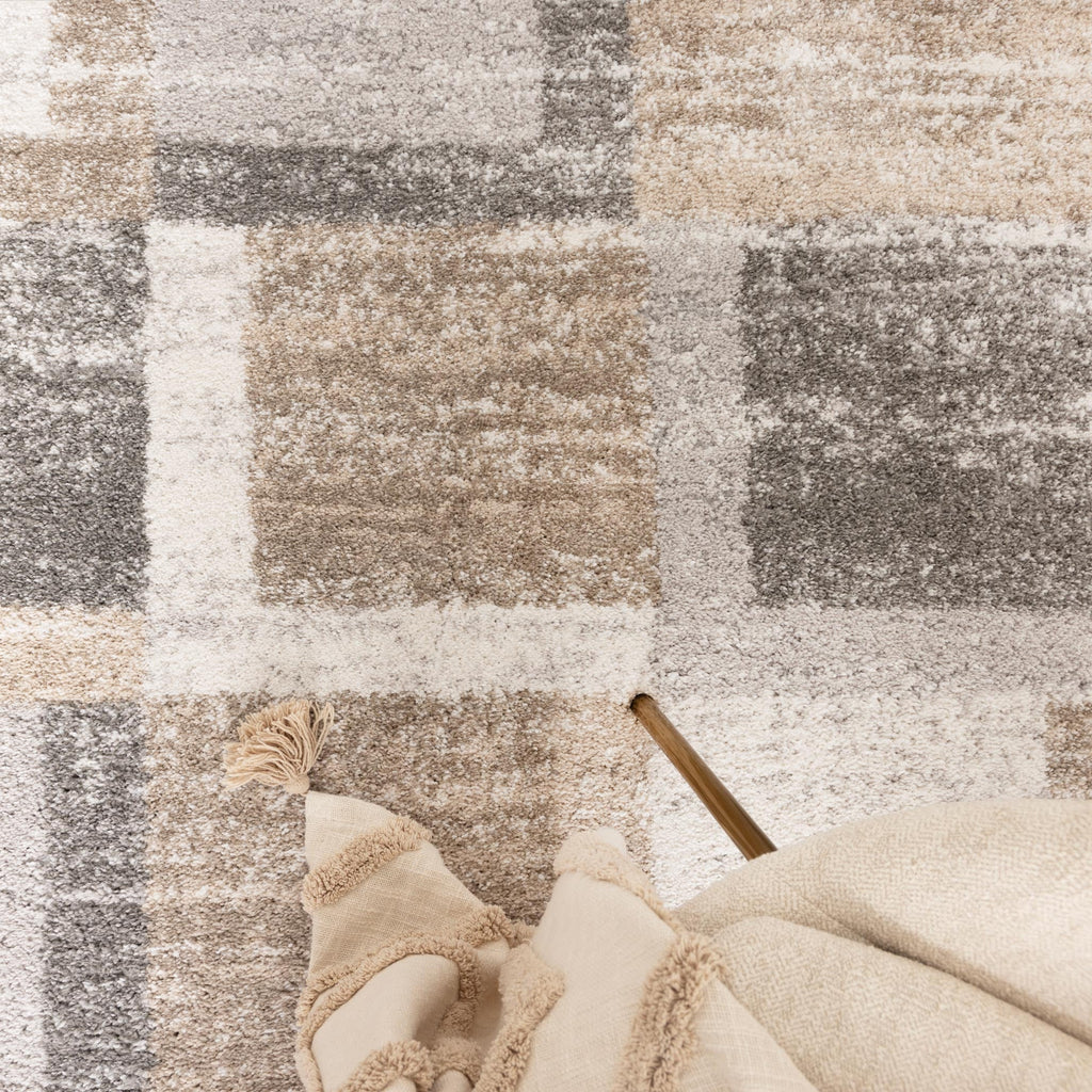 Nola N001 Neutral Squares Rug – view 6