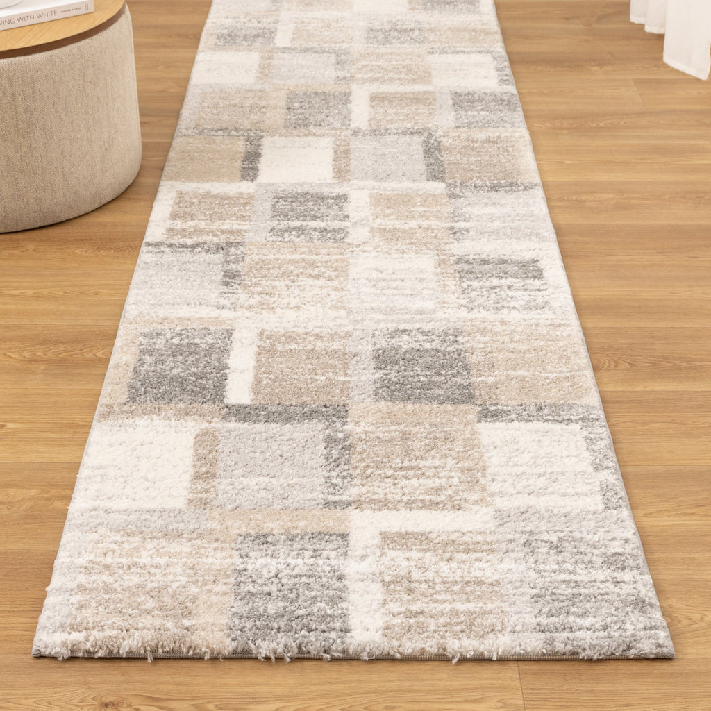 Nola N001 Neutral Squares Rug – view 10