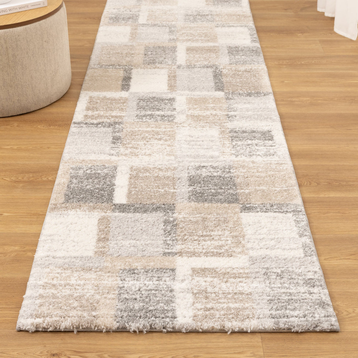 Nola N001 Neutral Squares Rug – view 10