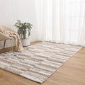 Nola N002 Beige Brown Geometric Rug styled with furniture