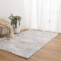 Nola N003 Grey Carved Rug styled with furniture
