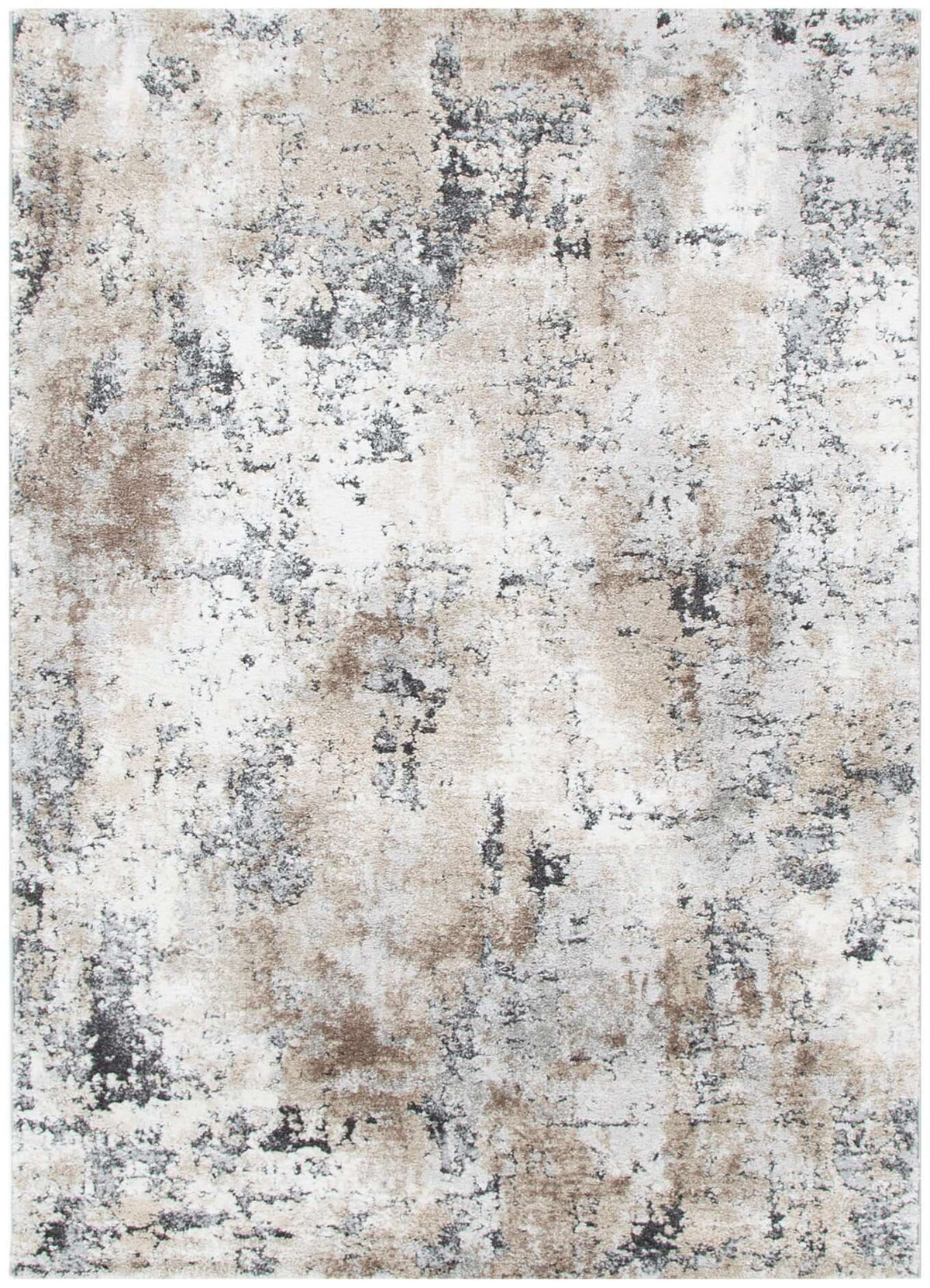 Nola N006 Grey Beige Abstract Plush Rug - full rug view  
