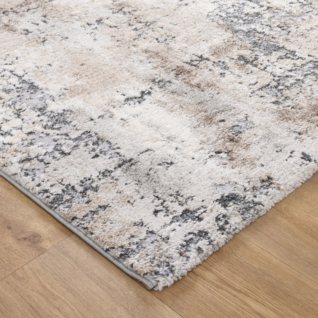 Nola N006 Grey Beige Abstract Plush Rug - detail 2  