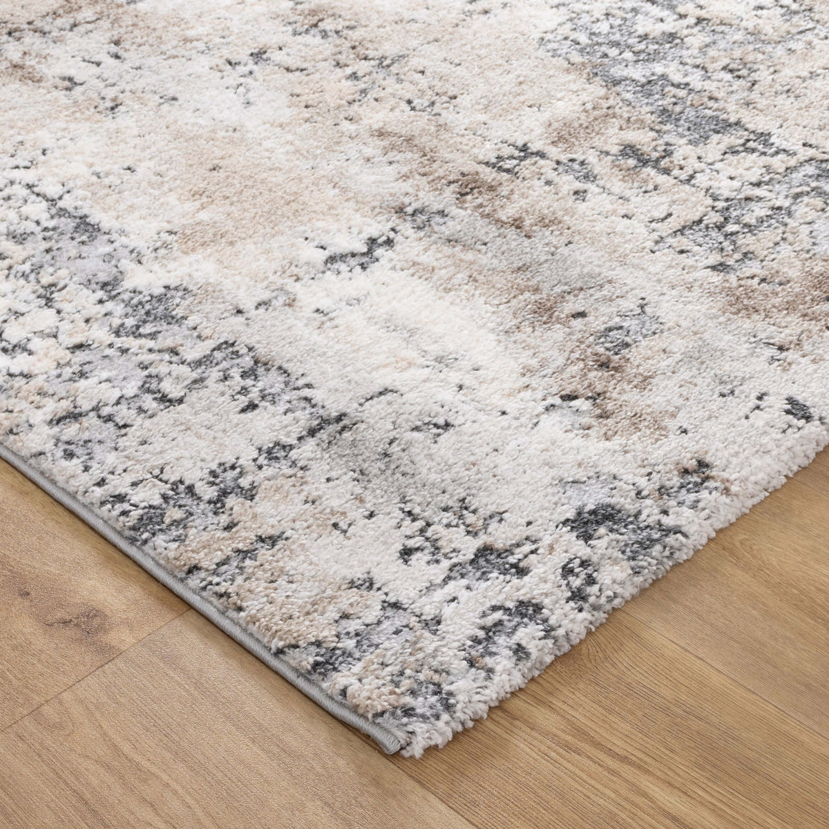 Nola N006 Grey Beige Abstract Plush Rug - detail 2  