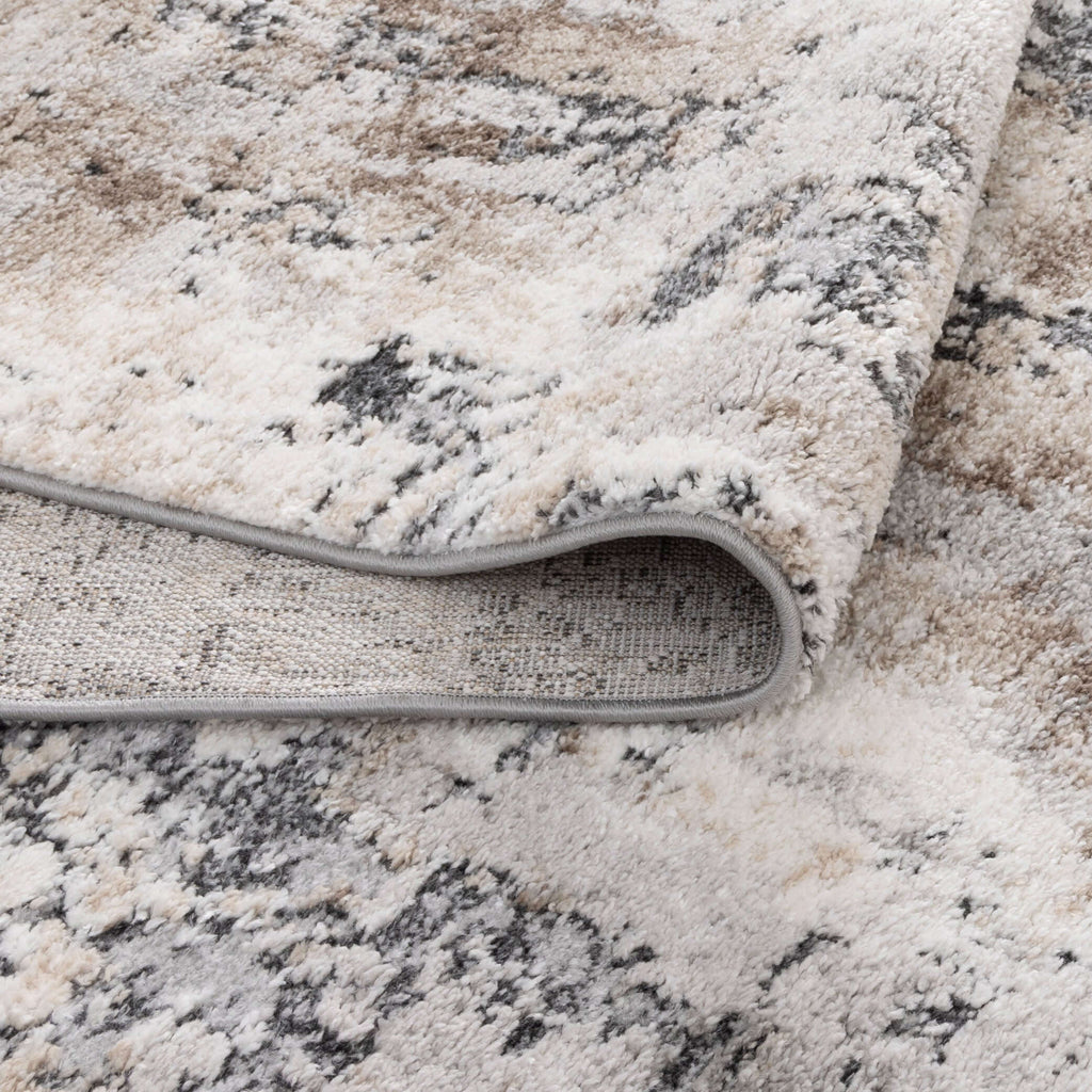 Nola N006 Grey Beige Abstract Plush Rug - detail 3  