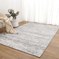 Nola N008 Grey Canvas Abstract Rug styled with furniture