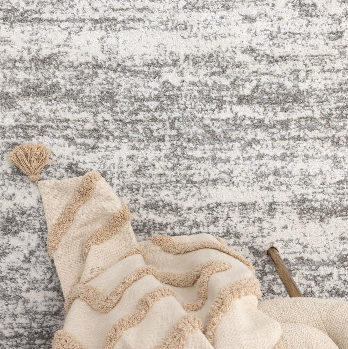 Nola N008 Grey Canvas Abstract Rug – view 6