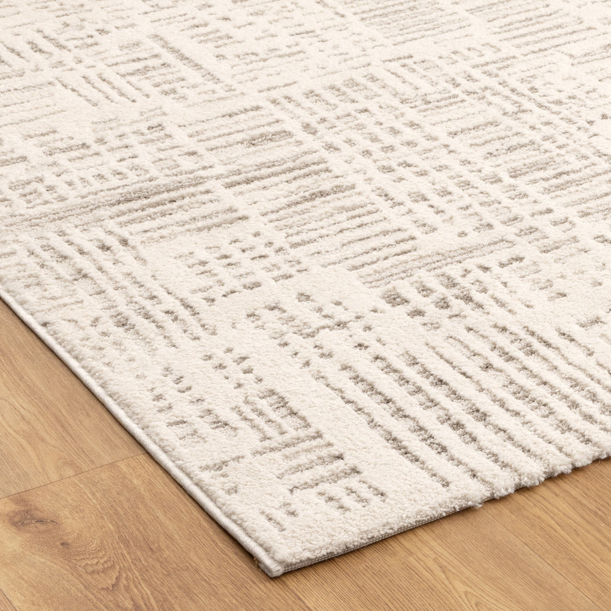 Nessa N600 Ivory Sculpted Geometric Rug – view 3