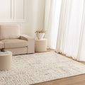 Nessa N600 Ivory Sculpted Geometric Rug styled with furniture
