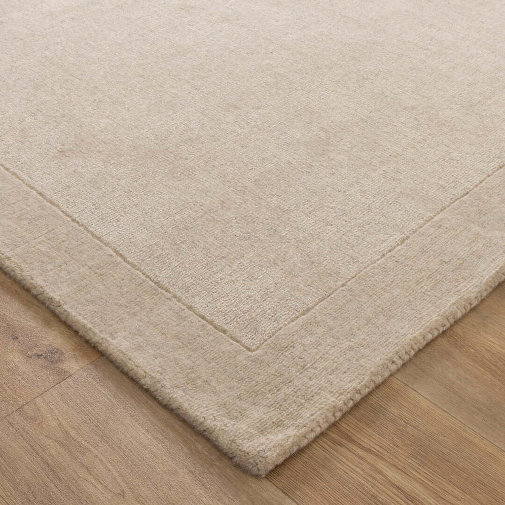 Sedona Natural Border wool rug - styled view