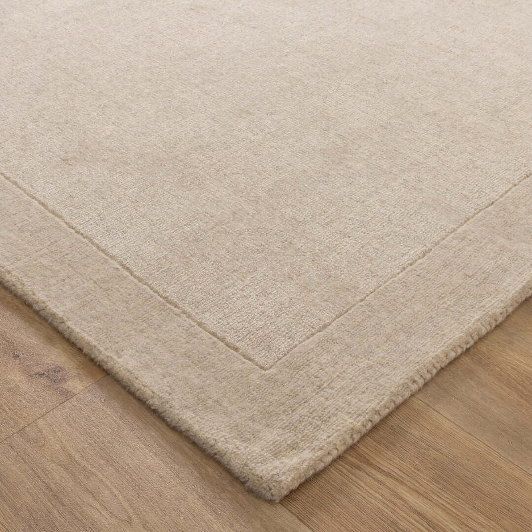 Sedona Natural Border wool rug - styled view