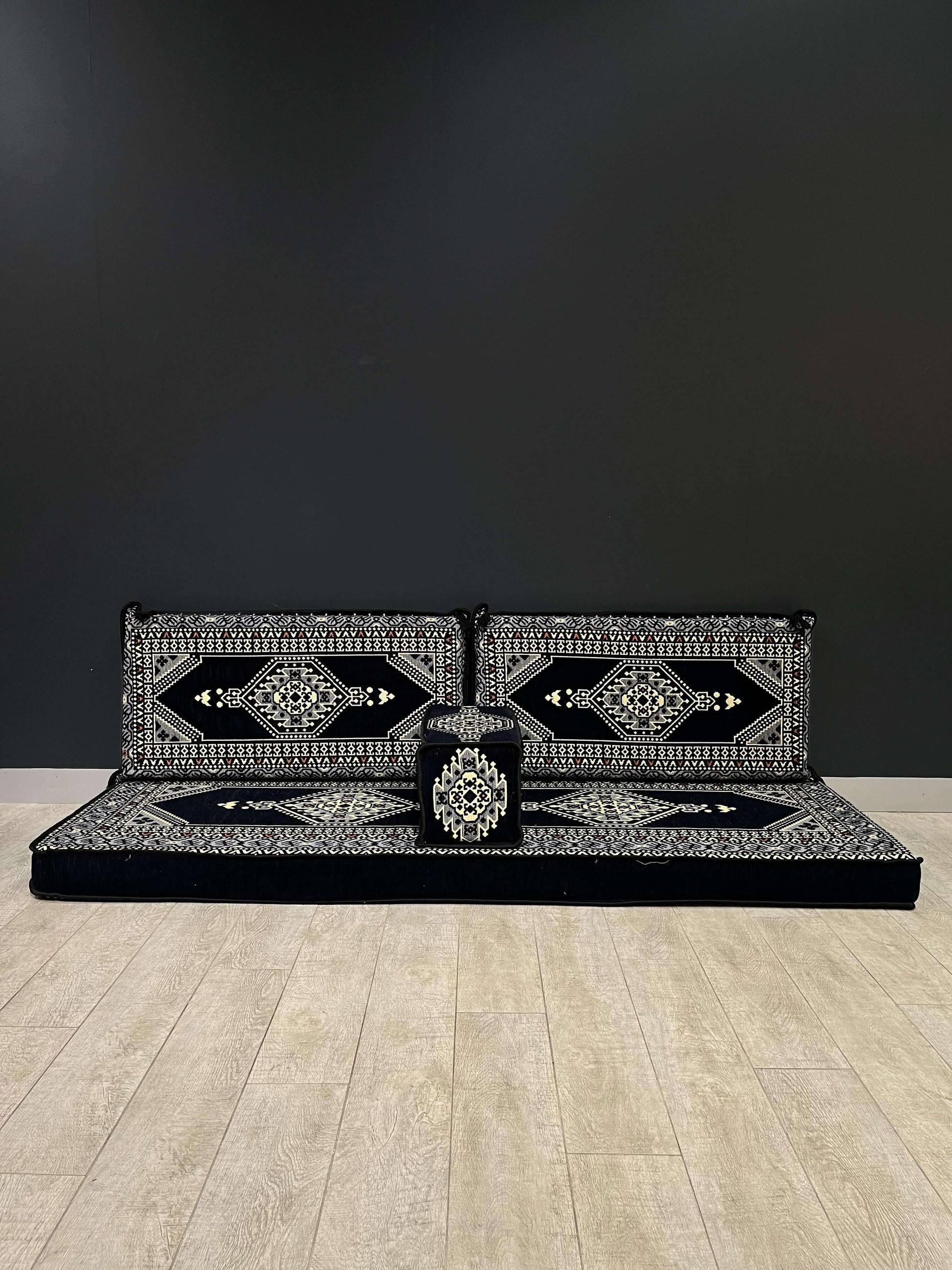 Arabian Majlis (Divan Set) Navy Palace Floor Cushions   