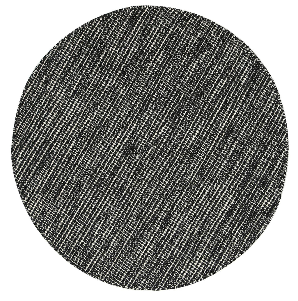 Nordic Black White Reversible Wool Round Rug – view 2