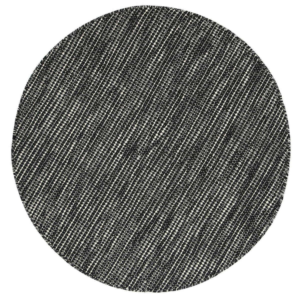 Nordic Black White Reversible Wool Round Rug – view 2