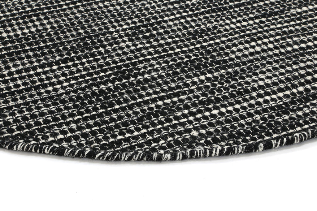 Nordic Black White Reversible Wool Round Rug – view 4