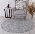 Nordic Blue Reversible Wool Round Rug styled with furniture