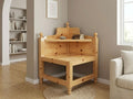 Natural Sedir Wood Corner Table 70x70cm with light wood finish and unique grain details in a cozy living space.