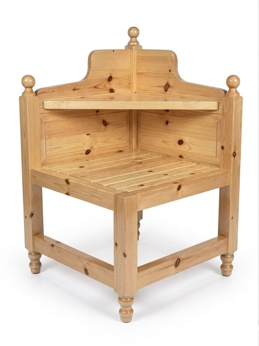 Natural Sedir Wood Corner Table 70x70cm showcasing unique grain and light wood finish, perfect for adding charm to any space.