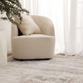 Pierre Cardin Ocean Beige Abstract Rug styled with furniture