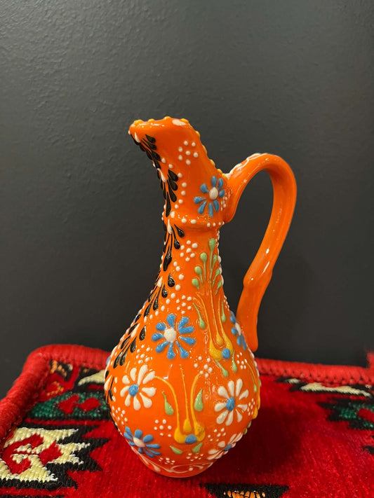 Turkish Ceramic Oil Jug Orange    