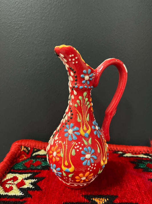 Turkish Ceramic Oil Jug Red    