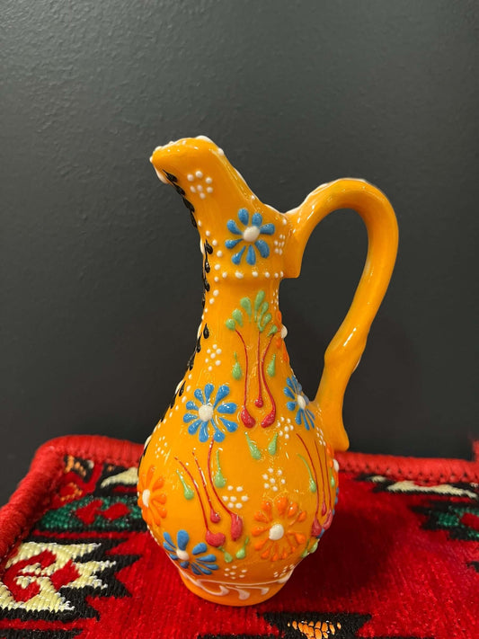 Turkish Ceramic Oil Jug Yellow    