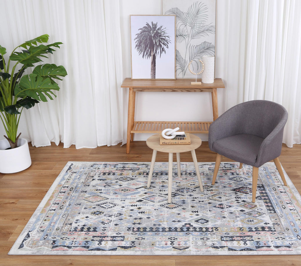 Oporto Colombo Multi Tribal Soft Rug - Oport09 styled with furniture