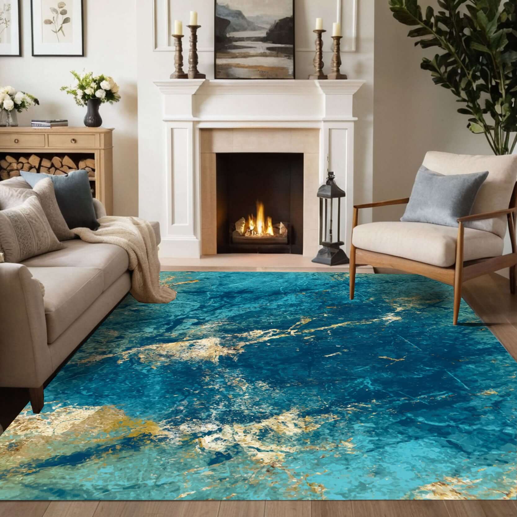 Ocean Marble Abstract Rug
