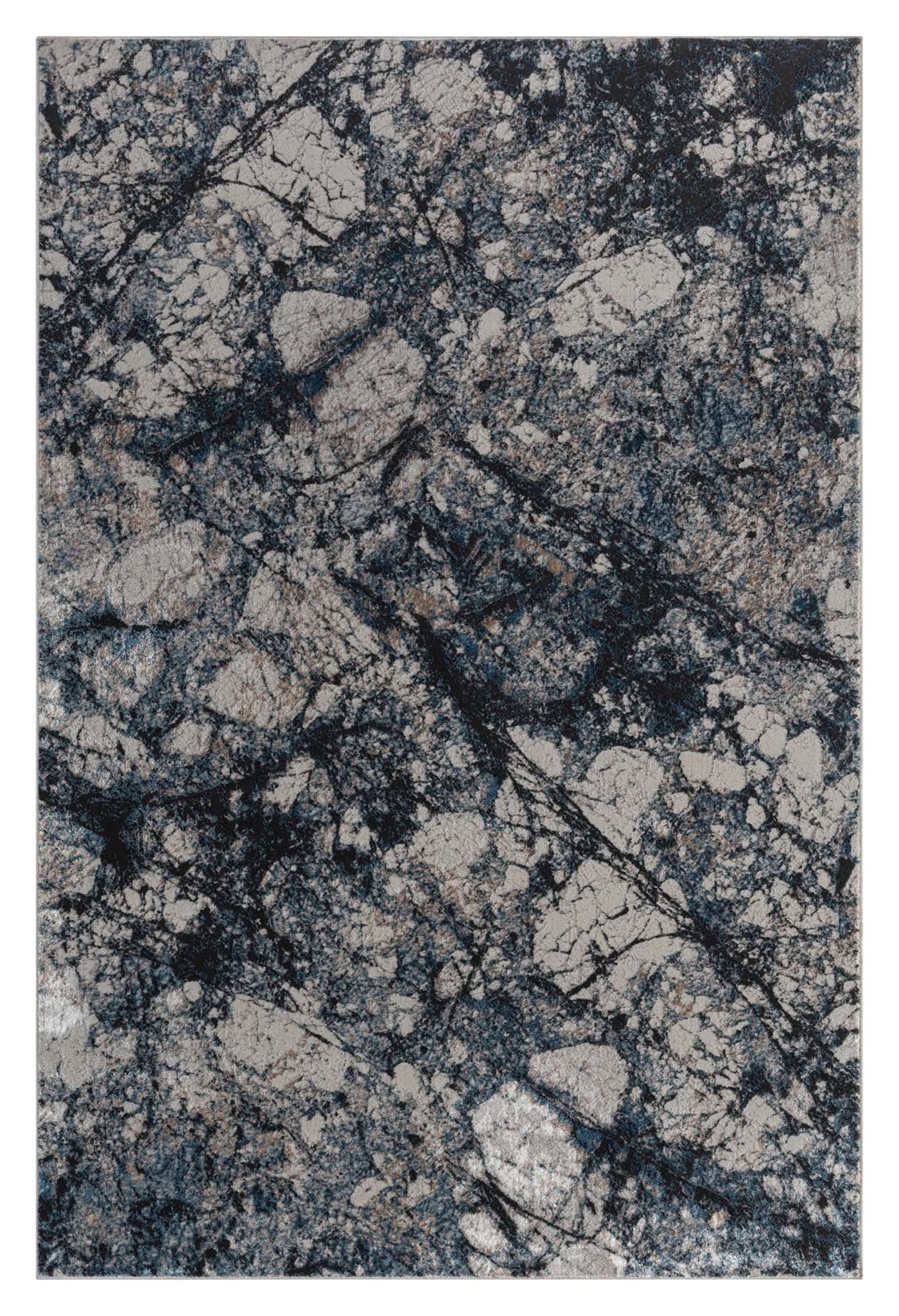 Ocean Stone Turkish Rug Grey & Navy Marble Design