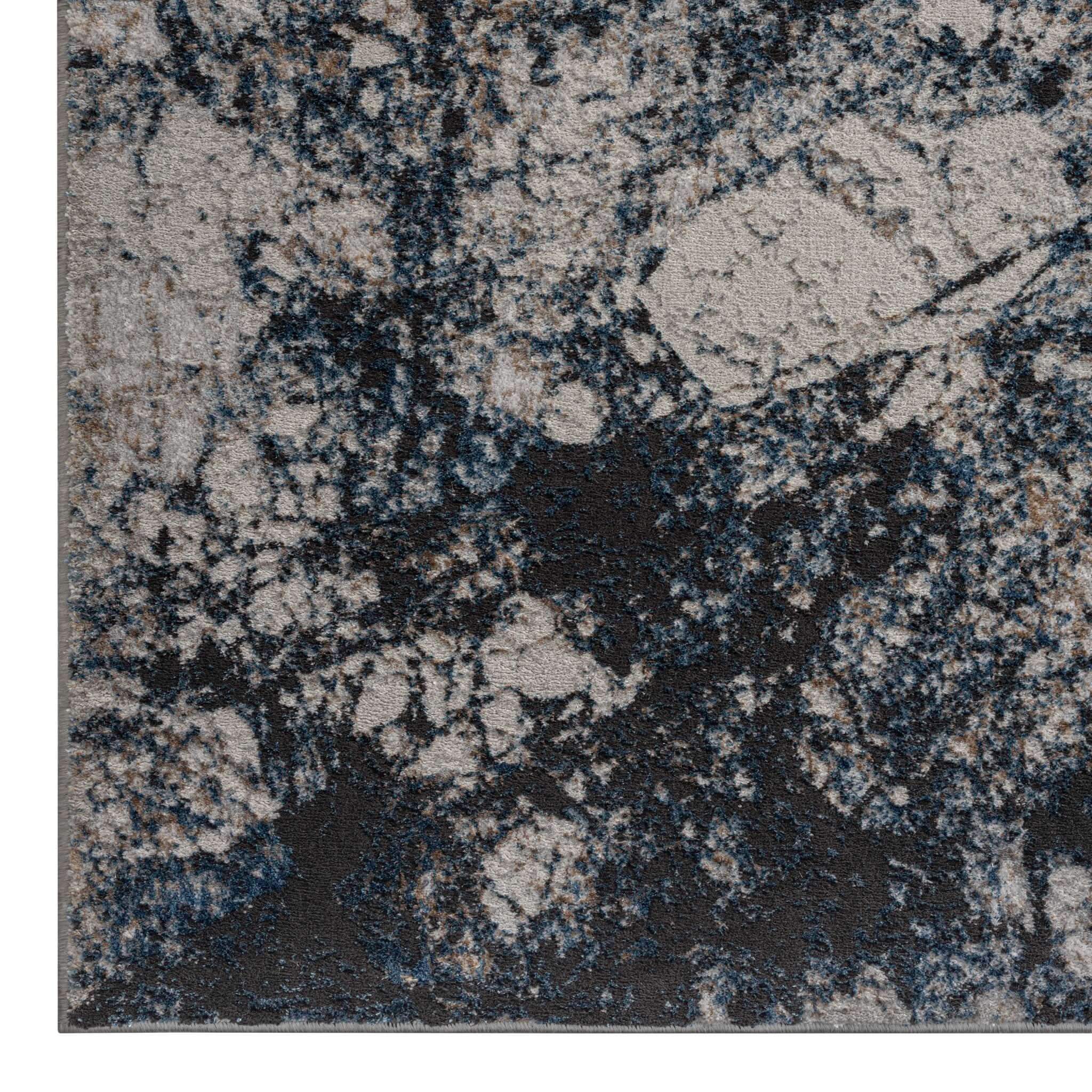 Ocean Stone Turkish Rug Grey & Navy Marble Design