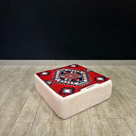 Ottoman Floor Cushion Red White Heritage