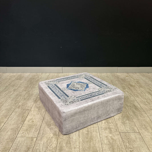 Ottoman Floor Cushion Grey Heritage-Upgrade your space with luxurious 60x60 cm Ottoman cushions, perfect for Arabian majlis seating, floor cushions, or meditation pillows. Featuring intricate heritage designs and durable fabrics, these versatile cushions