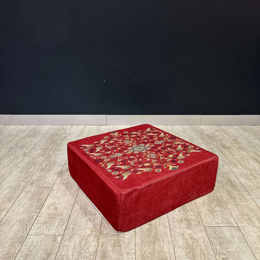 Ottoman Floor Cushion Maroon Heritage-Upgrade your space with luxurious 60x60 cm Ottoman cushions, perfect for Arabian majlis seating, floor cushions, or meditation pillows. Featuring intricate heritage designs and durable fabrics, these versatile cushion