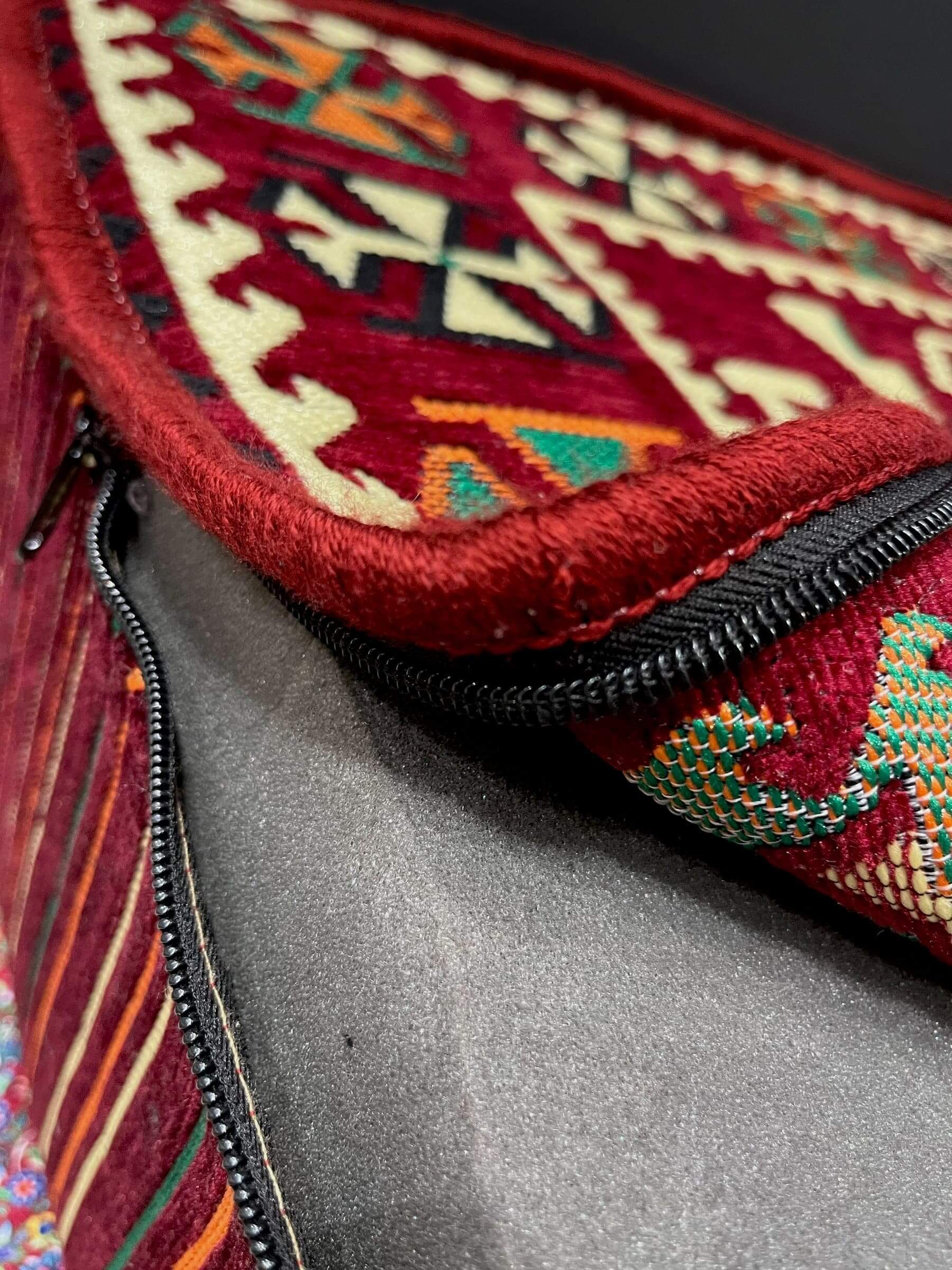 Ottoman Floor Cushion (Maroon with green & orange)