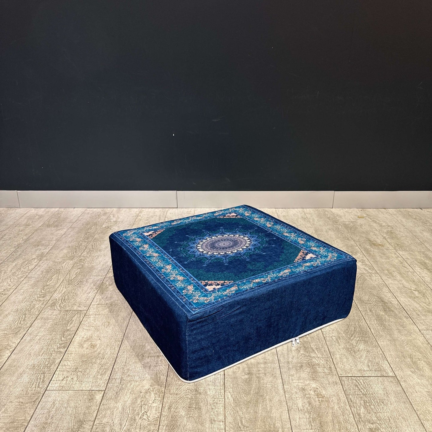 Ottoman Floor Cushion Navy Star-Upgrade your space with luxurious 60x60 cm Ottoman cushions, perfect for Arabian majlis seating, floor cushions, or meditation pillows. Featuring intricate heritage designs and durable fabrics, these versatile cushions add