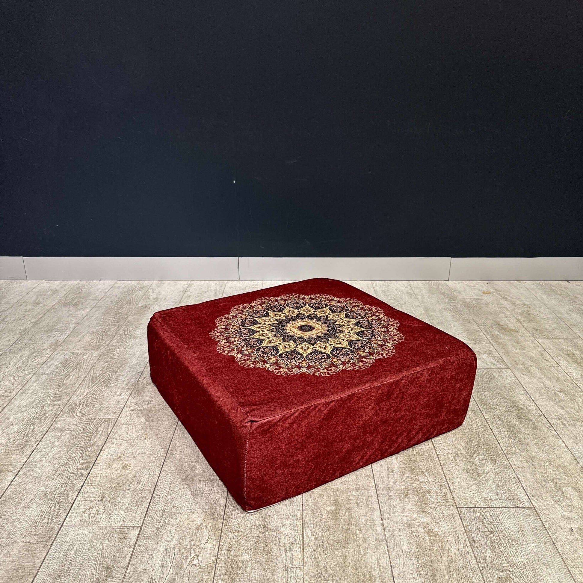 Ottoman Floor Cushion Red Star Heritage-Upgrade your space with luxurious 60x60 cm Ottoman cushions, perfect for Arabian majlis seating, floor cushions, or meditation pillows. Featuring intricate heritage designs and durable fabrics, these versatile cushi