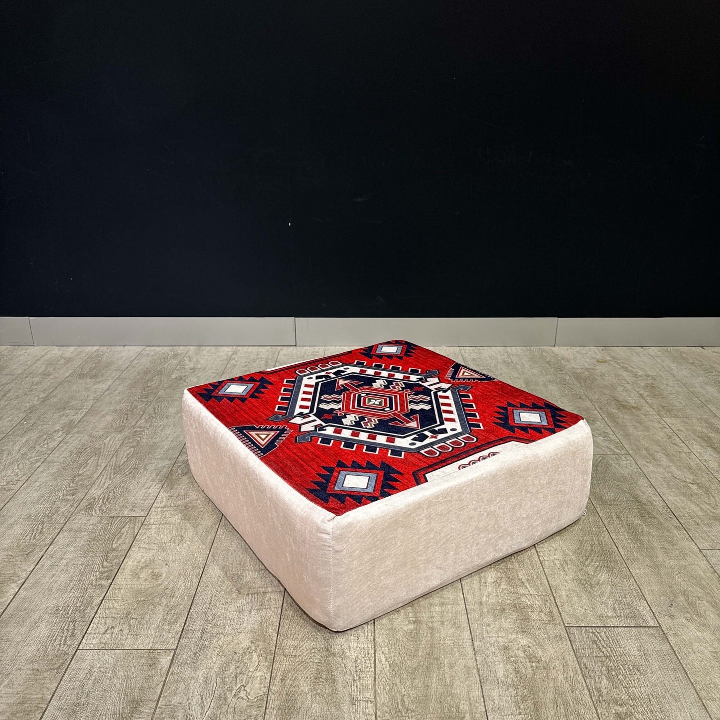 Ottoman Floor Cushion Red White Heritage-Upgrade your space with luxurious 60x60 cm Ottoman cushions, perfect for Arabian majlis seating, floor cushions, or meditation pillows. Featuring intricate heritage designs and durable fabrics, these versatile cush