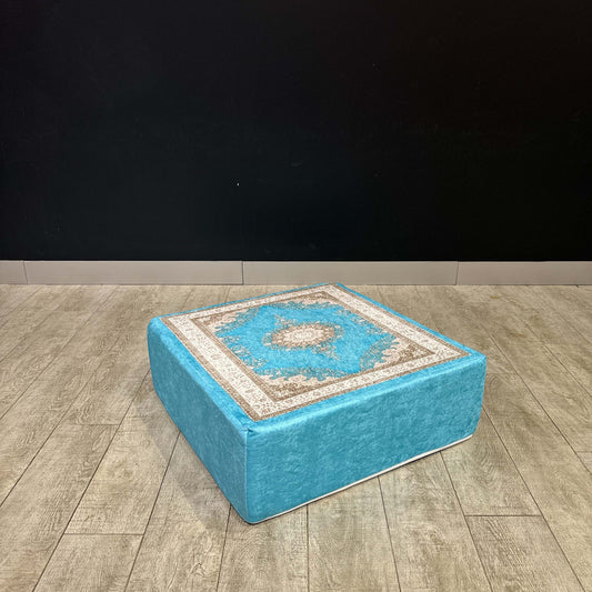 Ottoman Floor Cushions Aqua Heritage-Upgrade your space with luxurious 60x60 cm Ottoman cushions, perfect for Arabian majlis seating, floor cushions, or meditation pillows. Featuring intricate heritage designs and durable fabrics, these versatile cushions