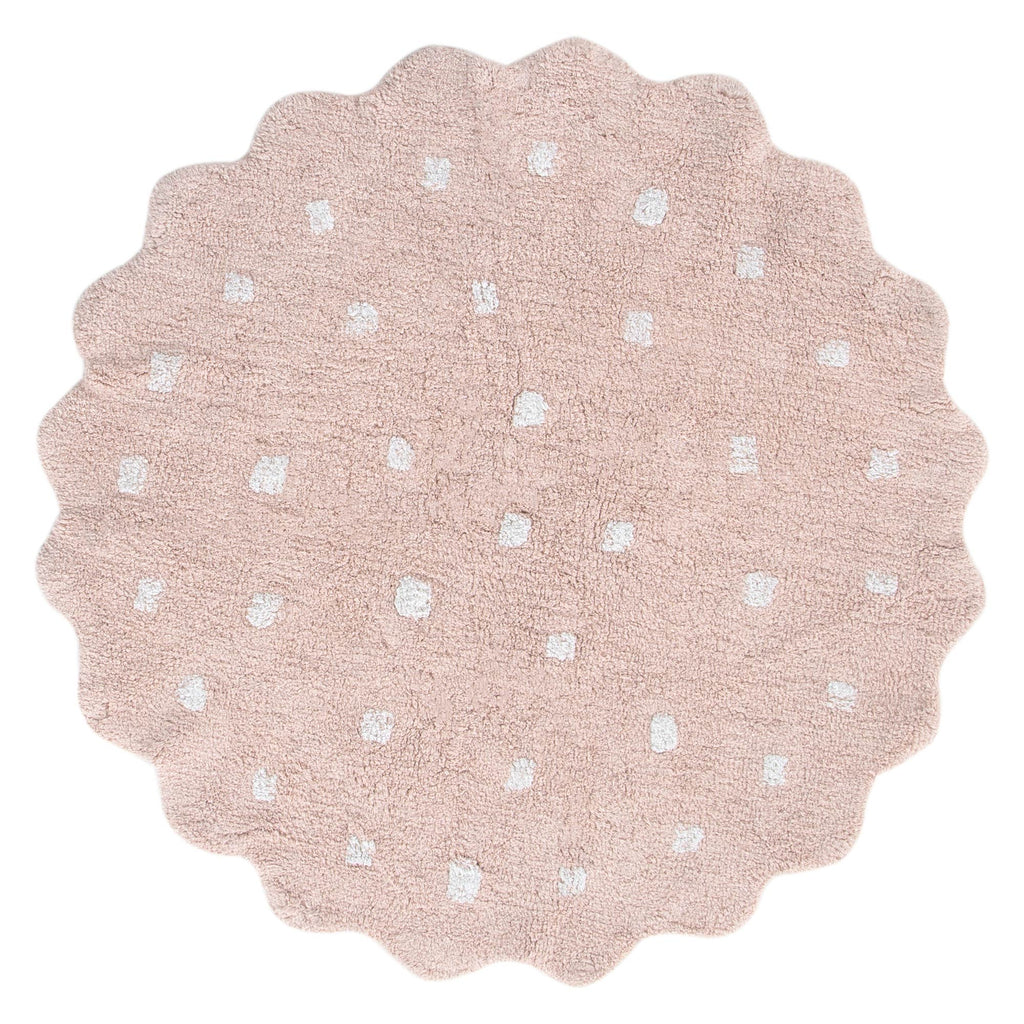 Mellow Blush Pink Round Scalloped Kids Rug – view 2
