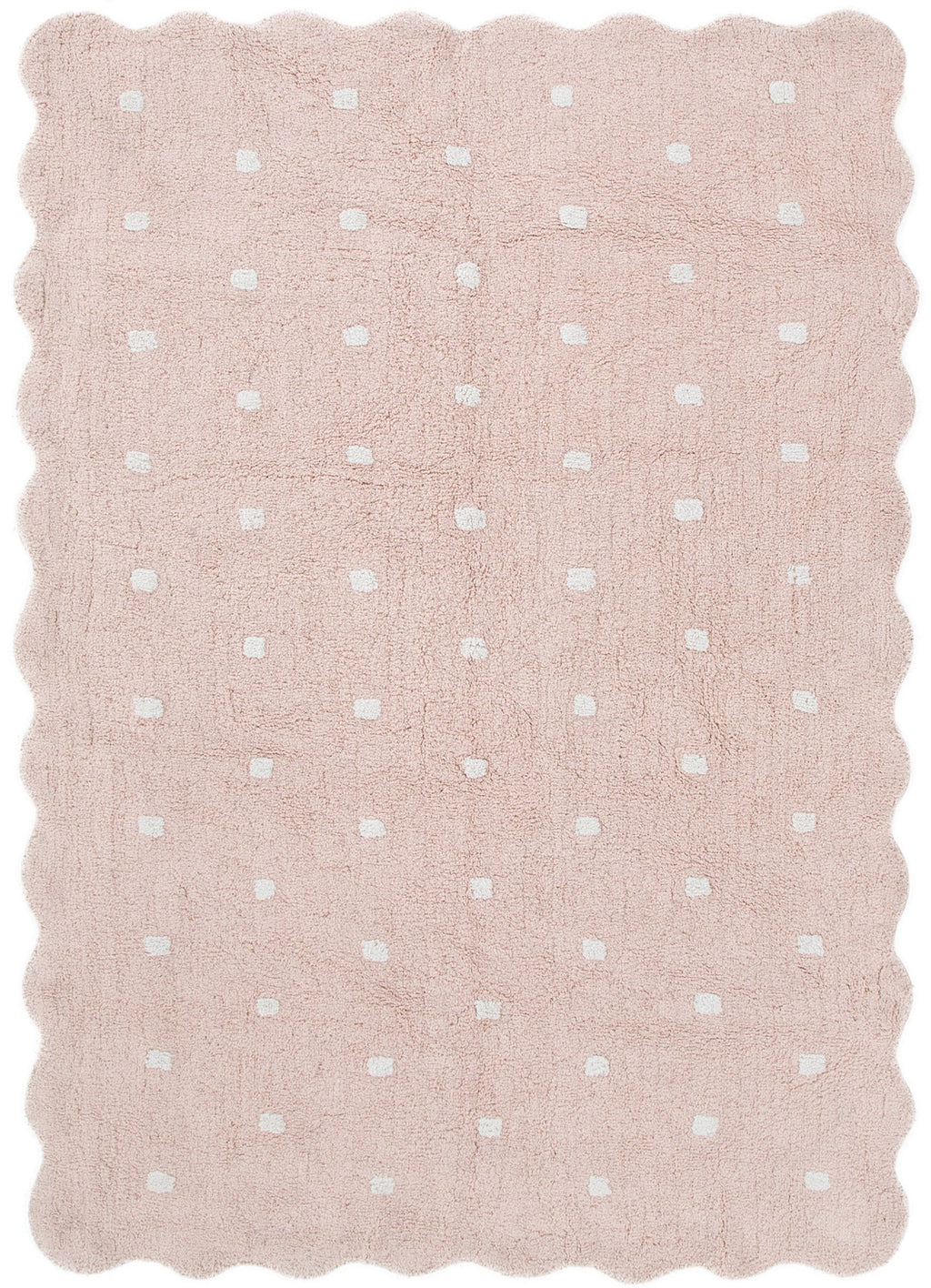 Mellow Blush Pink Rectangular Scalloped Kids Rug – view 2