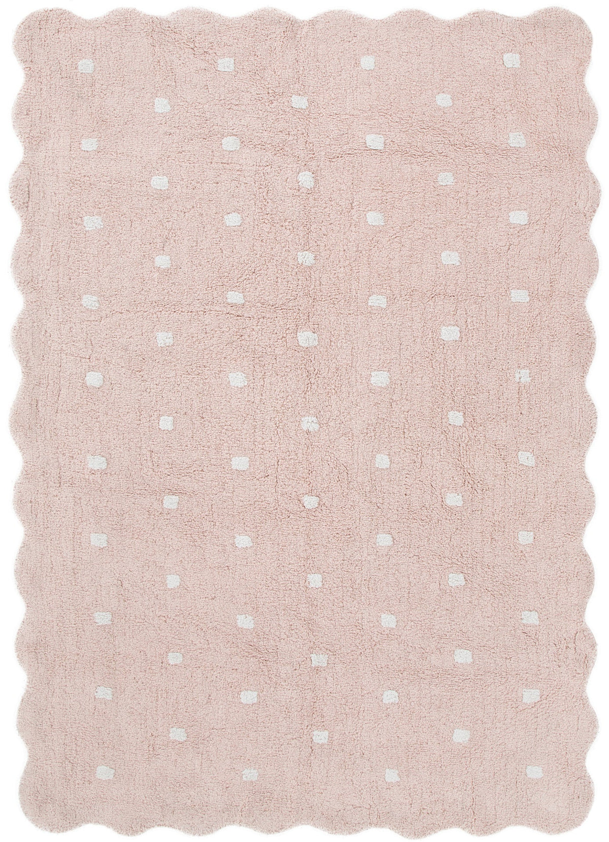 Mellow Blush Pink Rectangular Scalloped Kids Rug – view 2