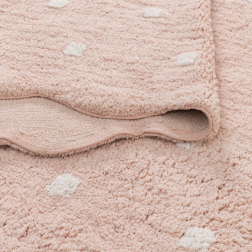 Mellow Blush Pink Rectangular Scalloped Kids Rug – view 4