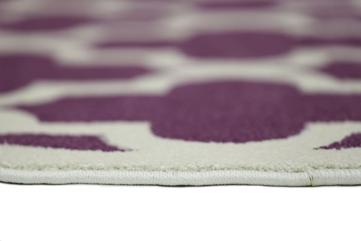 Piccolo Violet Pink and White Lattice Pattern Kids Round Rug - 20518655 – view 2