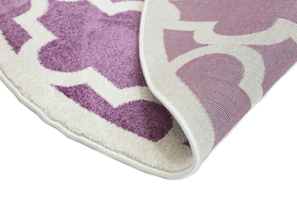 Piccolo Violet Pink and White Lattice Pattern Kids Round Rug - 20518655 – view 3