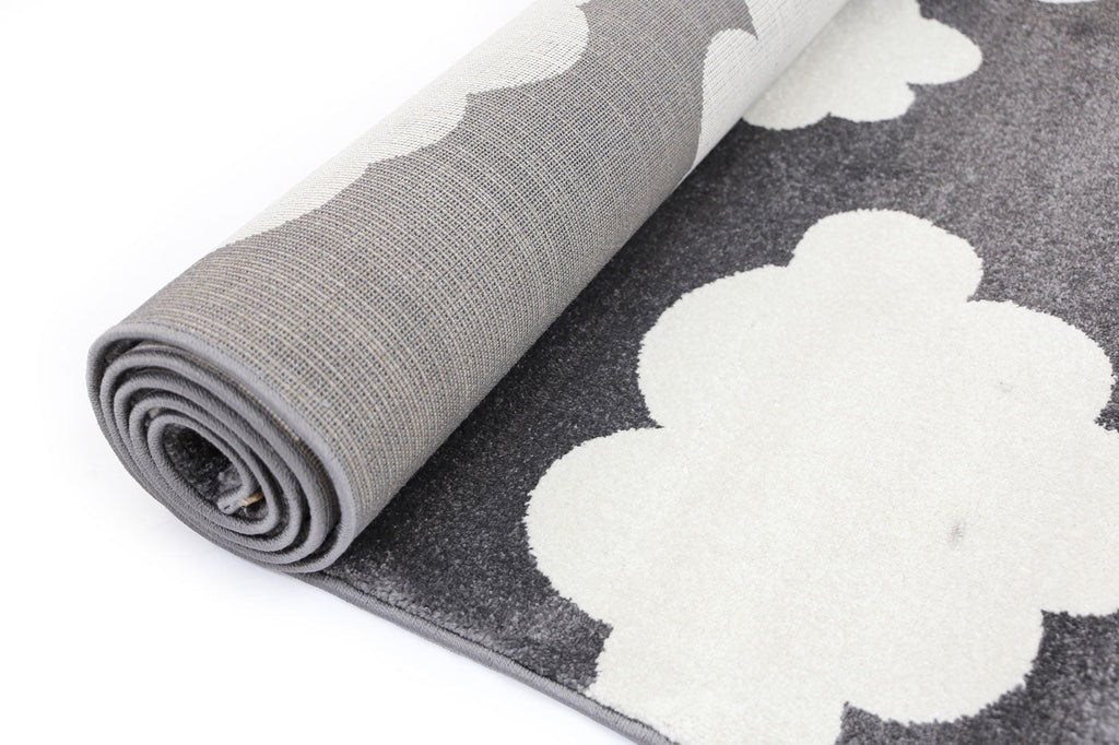 Piccolo Dark Grey and White Cloud Kids Rug - 1592 495 – view 3