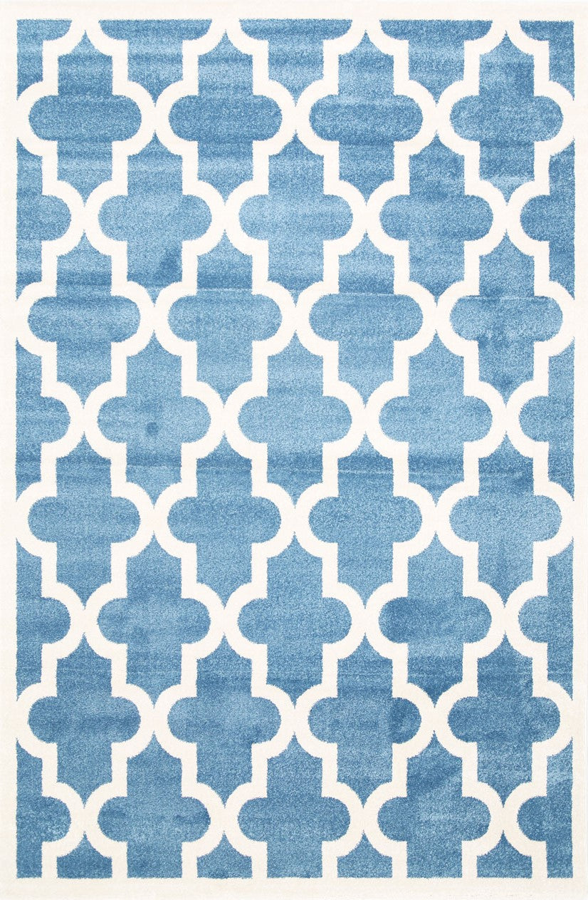 Piccolo Blue and White Lattice Pattern Kids Rug - 20518 631 – view 2