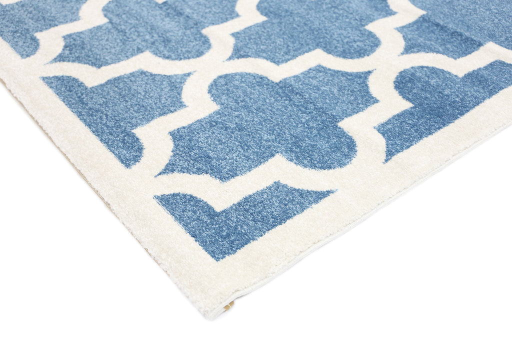 Piccolo Blue and White Lattice Pattern Kids Rug - 20518 631 – view 5